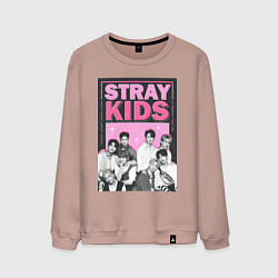 Свитшот хлопковый мужской Stray Kids boy band, цвет: пыльно-розовый