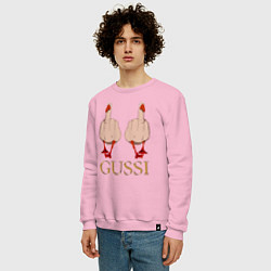 Свитшот хлопковый мужской Два весёлых гуся - GUSSI - Fashion 2055, цвет: светло-розовый — фото 2