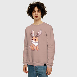 Свитшот хлопковый мужской Кролик с рожками - кролик олень, цвет: пыльно-розовый — фото 2