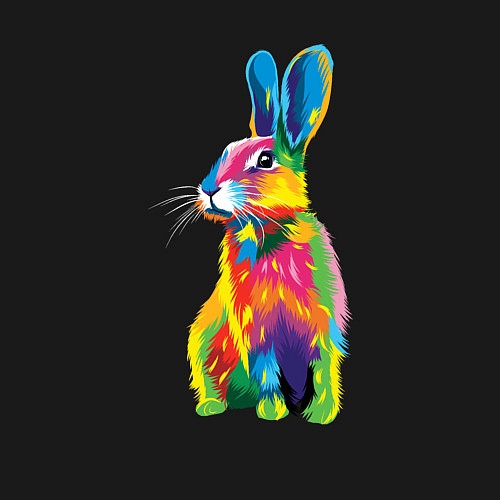 Мужской свитшот Кролик в стиле поп-арт / Черный – фото 3