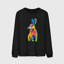 Свитшот хлопковый мужской Кролик в стиле поп-арт, цвет: черный