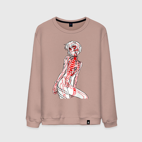 Мужской свитшот Просто Рей Аянами - Ева / Пыльно-розовый – фото 1