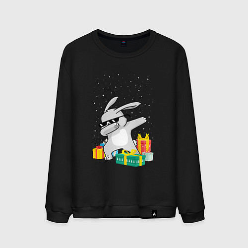 Мужской свитшот Кролик ДЭБ и новый год / Черный – фото 1