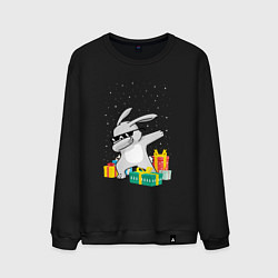 Свитшот хлопковый мужской Кролик ДЭБ и новый год, цвет: черный