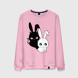 Свитшот хлопковый мужской Милый кролик - ангелочек или дьяволёнок?, цвет: светло-розовый