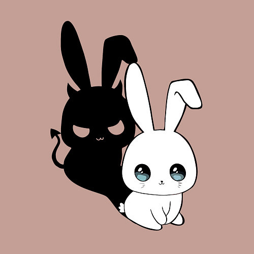 Мужской свитшот Милый кролик - ангелочек или дьяволёнок? / Пыльно-розовый – фото 3