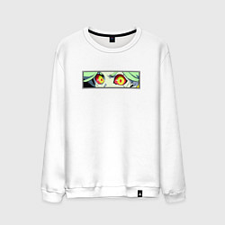 Свитшот хлопковый мужской Ребекка из Киберпанка: Глаза, цвет: белый