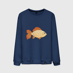 Свитшот хлопковый мужской Рыбка Золотая, цвет: тёмно-синий