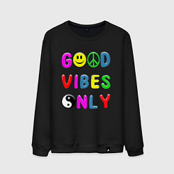 Свитшот хлопковый мужской Good vibes only, цвет: черный