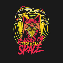 Свитшот хлопковый мужской Бородатый кот из космоса, цвет: черный — фото 2
