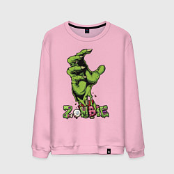 Свитшот хлопковый мужской Zombie green hand, цвет: светло-розовый