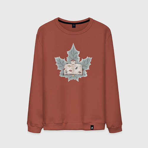 Мужской свитшот Книга с кофе / Кирпичный – фото 1