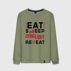 Свитшот хлопковый мужской Надпись: eat sleep Dying Light repeat, цвет: авокадо