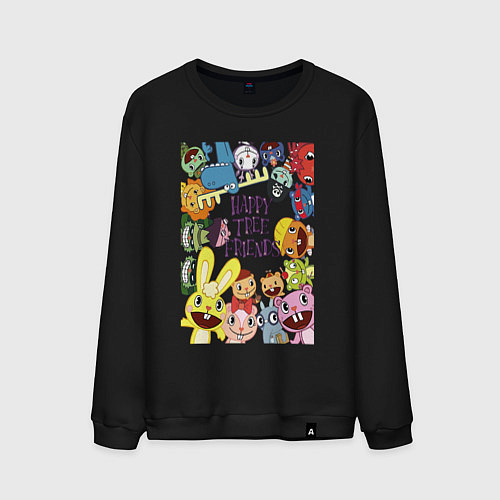 Мужской свитшот Happy three friends - poster / Черный – фото 1