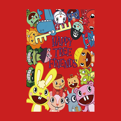 Мужской свитшот Happy three friends - poster / Красный – фото 3