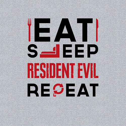 Мужской свитшот Надпись: eat sleep Resident Evil repeat / Меланж – фото 3