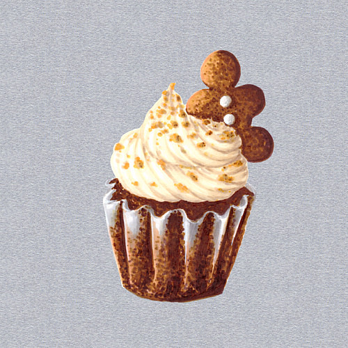 Мужской свитшот Новогодний капкейк с имбирным человечком / Меланж – фото 3