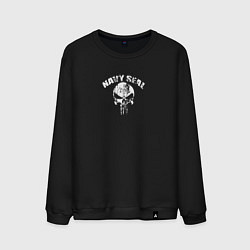 Свитшот хлопковый мужской Navy seal scull, цвет: черный