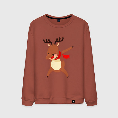Мужской свитшот Новогодний олень дэб / Кирпичный – фото 1