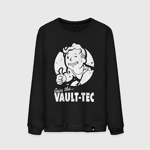 Мужской свитшот Vault boy - join the vault tec / Черный – фото 1