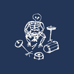 Свитшот хлопковый мужской Скелет барабанщик белый, цвет: тёмно-синий — фото 2