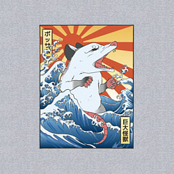 Свитшот хлопковый мужской Гравюра японский опоссум в стиле укиё-э, цвет: меланж — фото 2