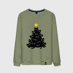 Свитшот хлопковый мужской Котоёлка, цвет: авокадо