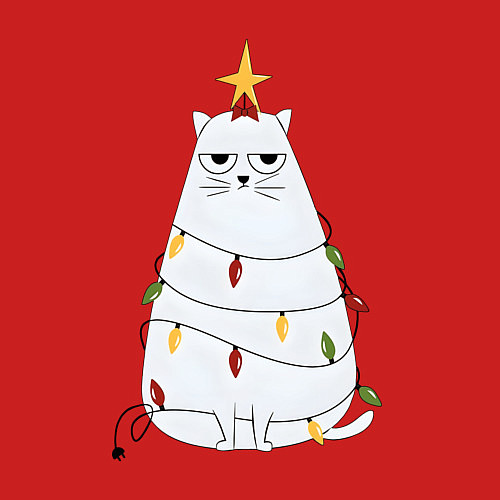 Мужской свитшот Кот-ёлка / Красный – фото 3