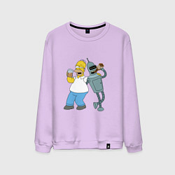 Свитшот хлопковый мужской Drunk Homer and Bender, цвет: лаванда