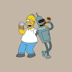 Свитшот хлопковый мужской Drunk Homer and Bender, цвет: миндальный — фото 2