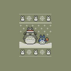 Свитшот хлопковый мужской Новогодние тоторики - ugly sweater, цвет: авокадо — фото 2