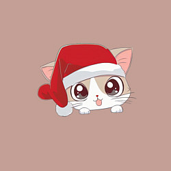 Свитшот хлопковый мужской Санта-котенок, цвет: пыльно-розовый — фото 2