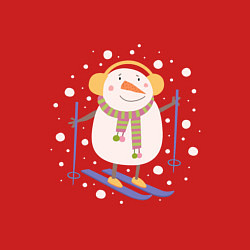 Свитшот хлопковый мужской Снеговик лыжник, цвет: красный — фото 2