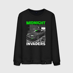 Свитшот хлопковый мужской Midnight inviders - Toyota Supra, цвет: черный