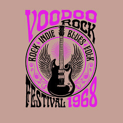 Свитшот хлопковый мужской Гитара с крыльями voodoo rock, цвет: пыльно-розовый — фото 2