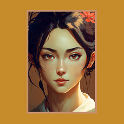 Свитшот хлопковый мужской Прекрасная девушка азиатской внешности, цвет: горчичный — фото 2