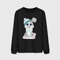 Свитшот хлопковый мужской Зайчик в шапке, цвет: черный