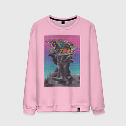 Свитшот хлопковый мужской Скульптура glitch art, цвет: светло-розовый