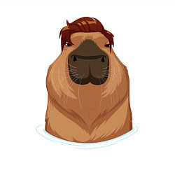 Свитшот хлопковый мужской Капибара гигачад с шевелюрой, цвет: белый — фото 2