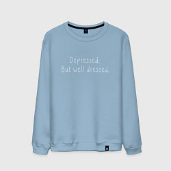 Свитшот хлопковый мужской Depressed, but well dressed, цвет: мягкое небо