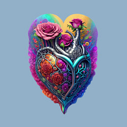 Свитшот хлопковый мужской Розы на костяном сердце, цвет: мягкое небо — фото 2