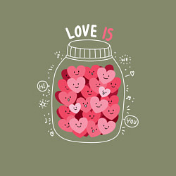 Свитшот хлопковый мужской Баночка с сердцами: love is, цвет: авокадо — фото 2