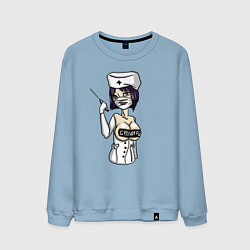 Свитшот хлопковый мужской Медсестра со шприцом, цвет: мягкое небо