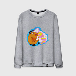 Свитшот хлопковый мужской Почита - человек бензопила, цвет: меланж