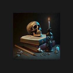 Свитшот хлопковый мужской Уроки вечности - череп на книгах, цвет: черный — фото 2