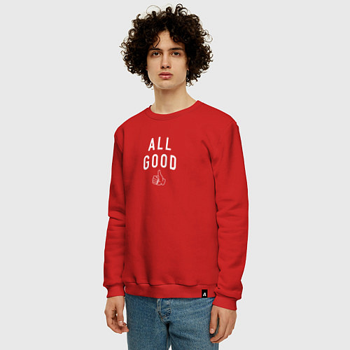 Мужской свитшот All good white / Красный – фото 3