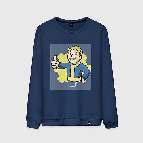 Мужской свитшот Волт-Бой с пальцем вверх / Тёмно-синий – фото 1