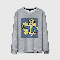 Свитшот хлопковый мужской Волт-Бой с пальцем вверх, цвет: меланж