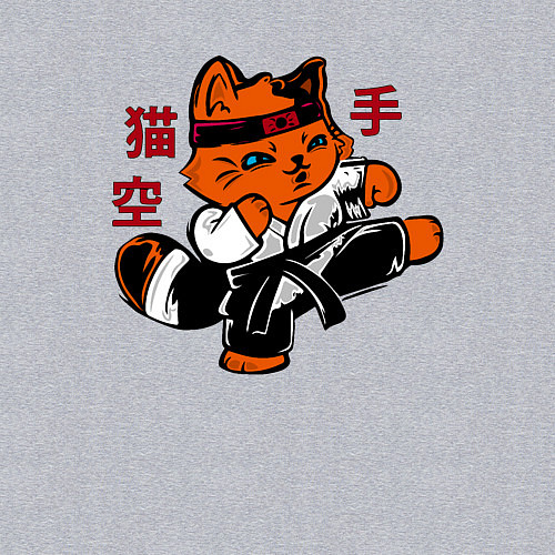 Мужской свитшот Кот каратист art / Меланж – фото 3