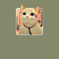Свитшот хлопковый мужской Cat smiling meme art, цвет: авокадо — фото 2